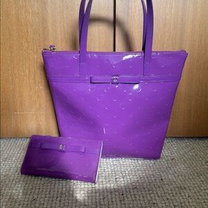 Kate Spade Patent Purple Tote Bag and wallet
